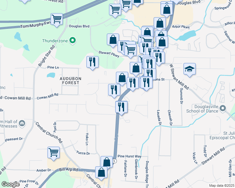 map of restaurants, bars, coffee shops, grocery stores, and more near 3379 Georgia 5 in Douglasville