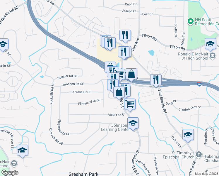 map of restaurants, bars, coffee shops, grocery stores, and more near 2531 Welland Avenue Southeast in Atlanta