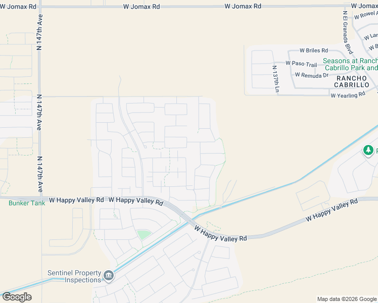 map of restaurants, bars, coffee shops, grocery stores, and more near 14103 West Bronco Trail in Surprise
