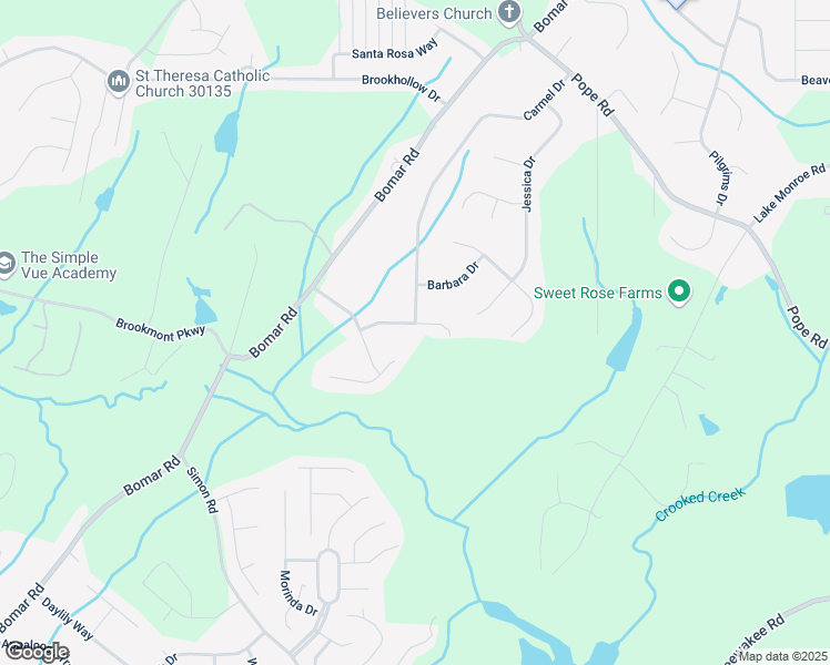 map of restaurants, bars, coffee shops, grocery stores, and more near 3691 Carolyn Farm Road in Douglasville