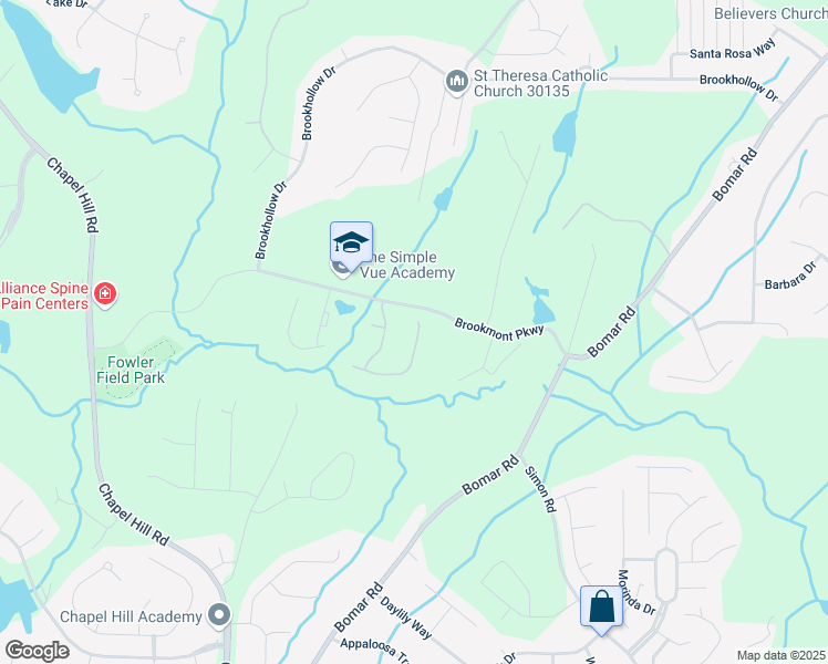 map of restaurants, bars, coffee shops, grocery stores, and more near 3290 Forest Green Drive in Douglasville