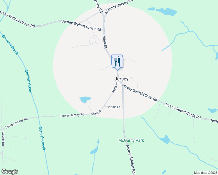 map of restaurants, bars, coffee shops, grocery stores, and more near 118 Lower Jersey Road in Covington