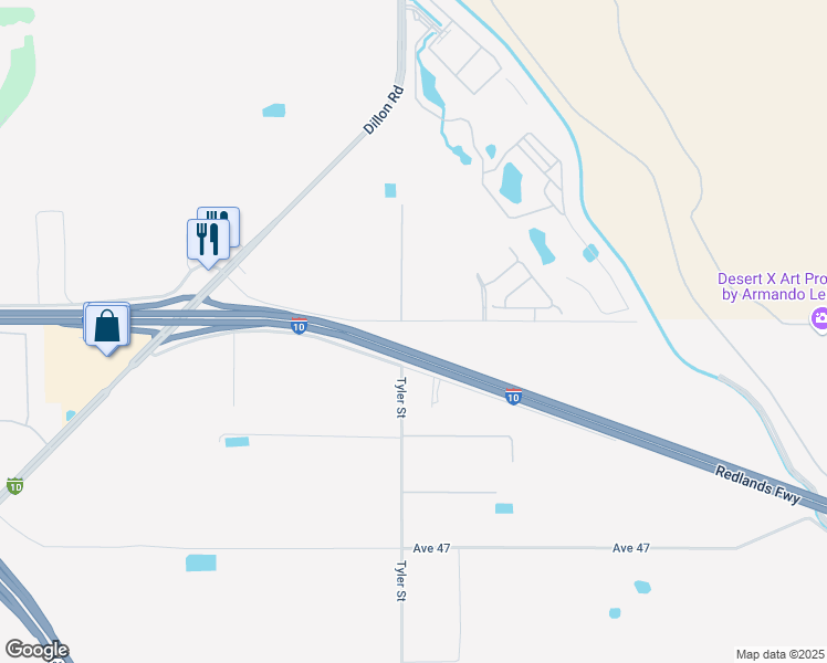 map of restaurants, bars, coffee shops, grocery stores, and more near Vista Del Norte in Coachella