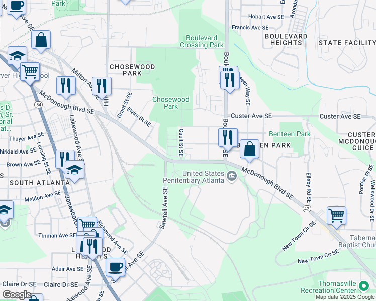 map of restaurants, bars, coffee shops, grocery stores, and more near 482 Hammons Way Southeast in Atlanta