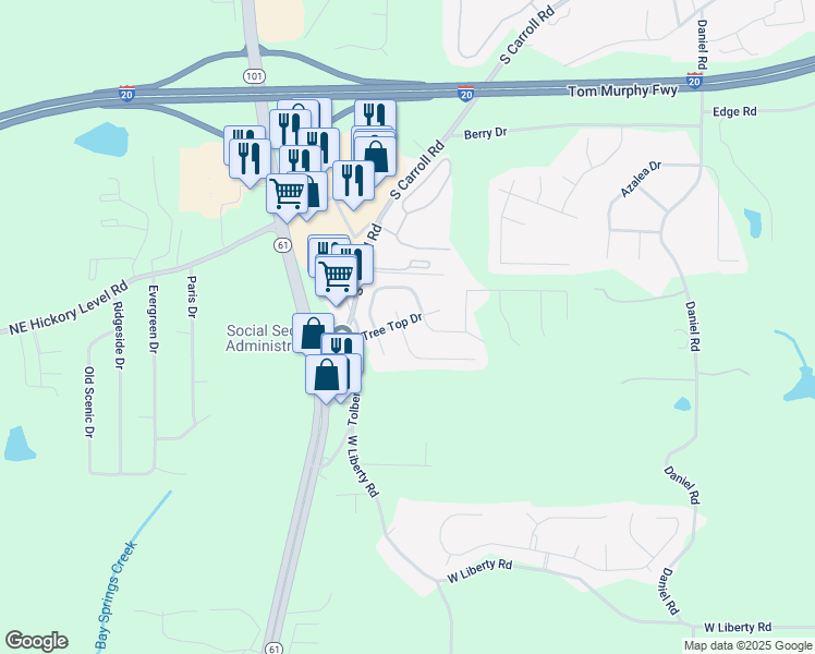 map of restaurants, bars, coffee shops, grocery stores, and more near 300 Oakhaven Way in Villa Rica