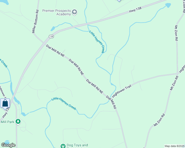map of restaurants, bars, coffee shops, grocery stores, and more near 3880 Dial Mill Road Northeast in Conyers