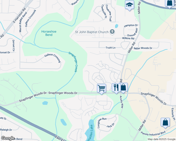 map of restaurants, bars, coffee shops, grocery stores, and more near 2449 Terrace Trail in Decatur