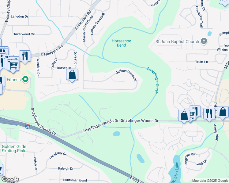 map of restaurants, bars, coffee shops, grocery stores, and more near 5001 Galleon Crossing in Decatur