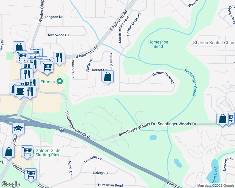 map of restaurants, bars, coffee shops, grocery stores, and more near 4881 Galleon Crossing in Decatur