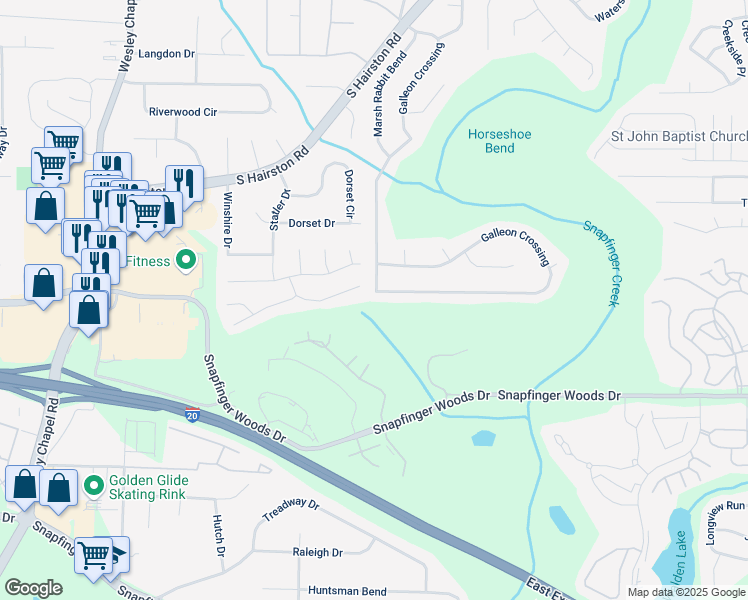 map of restaurants, bars, coffee shops, grocery stores, and more near 4881 Galleon Crossing in Decatur