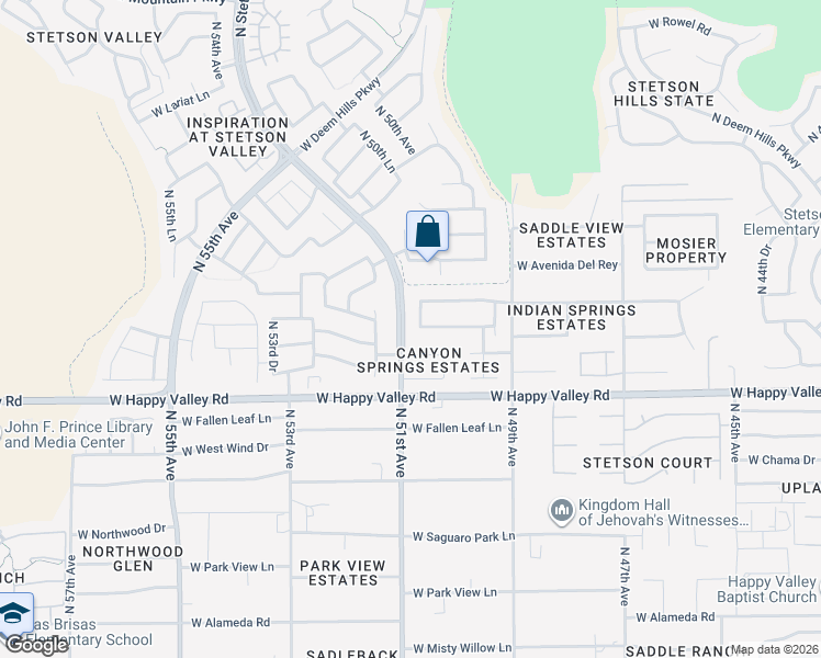 map of restaurants, bars, coffee shops, grocery stores, and more near 25204 North 50th Drive in Phoenix