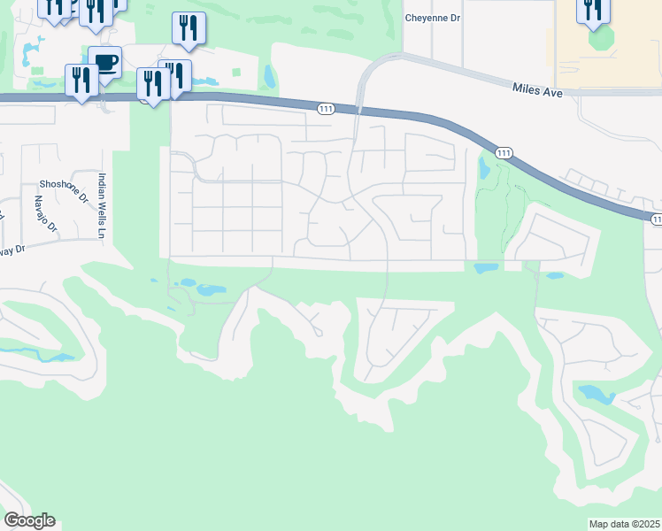 map of restaurants, bars, coffee shops, grocery stores, and more near 77137 Iroquois Drive in Indian Wells
