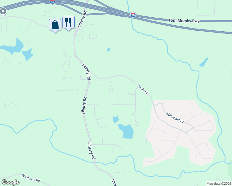 map of restaurants, bars, coffee shops, grocery stores, and more near 3355 Echo Falls Court in Villa Rica