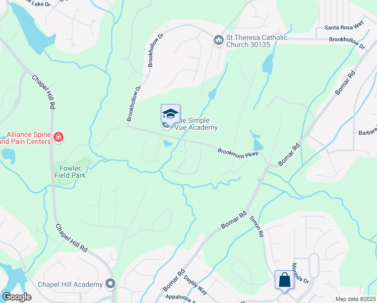 map of restaurants, bars, coffee shops, grocery stores, and more near 4120 Chapel Hill Reserve in Douglasville