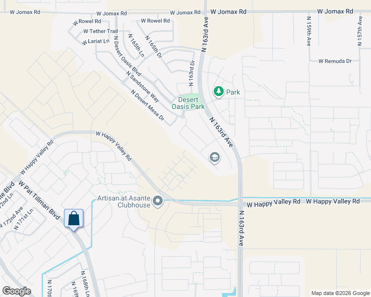 map of restaurants, bars, coffee shops, grocery stores, and more near 16485 West El Cortez Place in Surprise