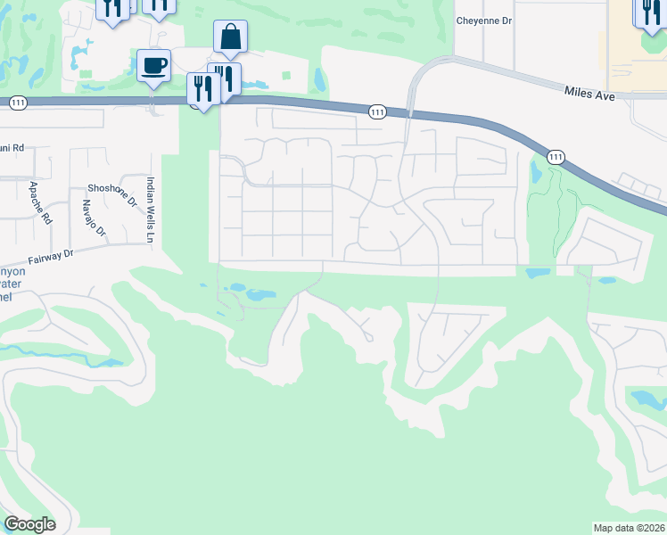 map of restaurants, bars, coffee shops, grocery stores, and more near 77003 Iroquois Drive in Indian Wells