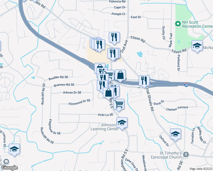 map of restaurants, bars, coffee shops, grocery stores, and more near 2517 Gresham Road South East in Atlanta