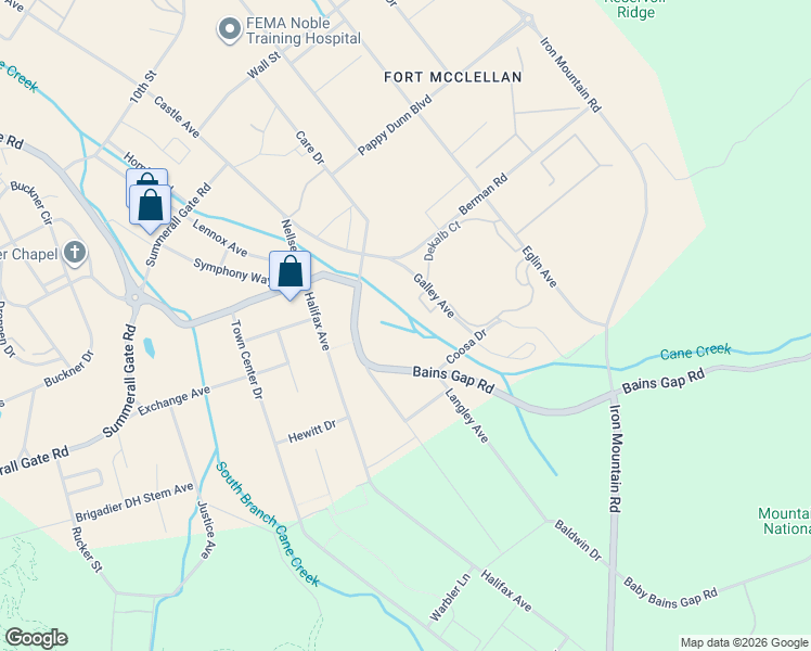 map of restaurants, bars, coffee shops, grocery stores, and more near 938-960 6th Avenue in Anniston