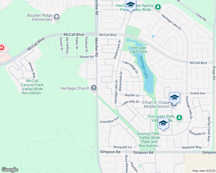 map of restaurants, bars, coffee shops, grocery stores, and more near 29114 Light Sails Court in Menifee