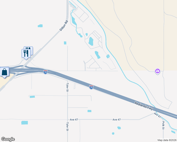 map of restaurants, bars, coffee shops, grocery stores, and more near 85985 Vista Del Norte in Coachella