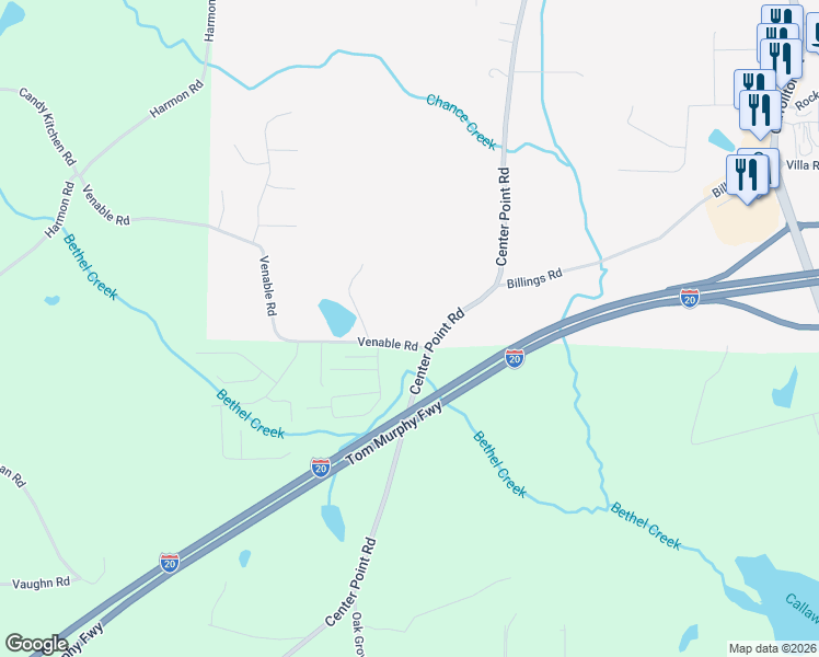 map of restaurants, bars, coffee shops, grocery stores, and more near 19 Venable Road in Temple