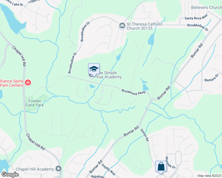 map of restaurants, bars, coffee shops, grocery stores, and more near 3270 Forest Green Drive in Douglasville