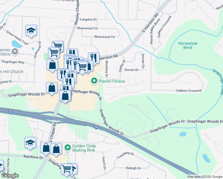 map of restaurants, bars, coffee shops, grocery stores, and more near 4428 Wellington Terrace in Decatur