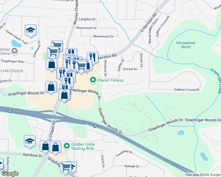 map of restaurants, bars, coffee shops, grocery stores, and more near 4428 Wellington Terrace in Decatur