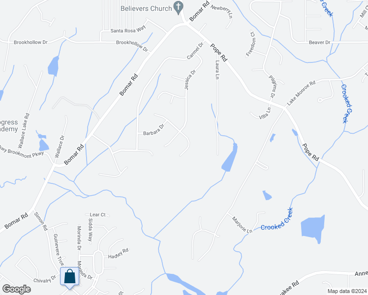 map of restaurants, bars, coffee shops, grocery stores, and more near 3531 Sandra Drive in Douglasville