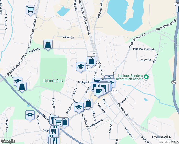 map of restaurants, bars, coffee shops, grocery stores, and more near 2434 Randall Avenue in Lithonia