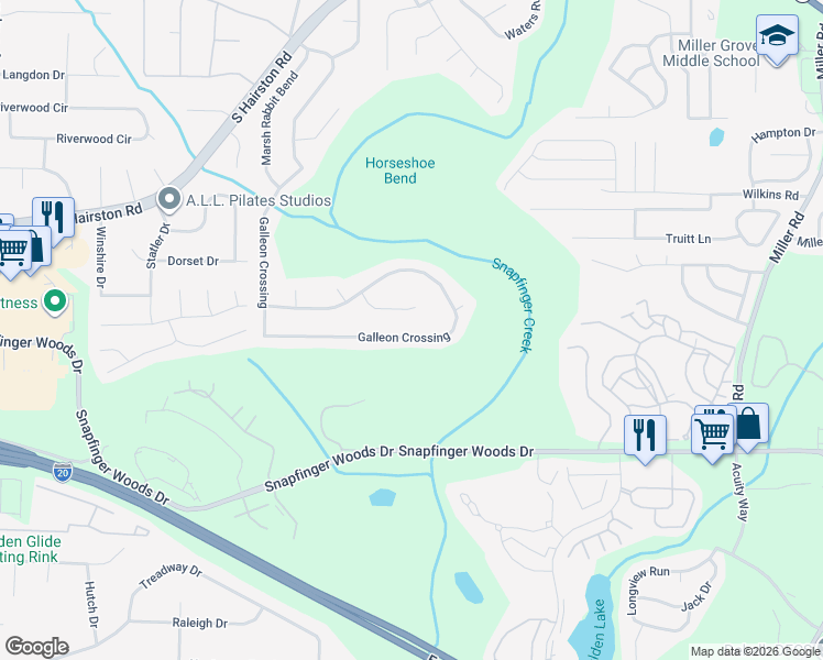 map of restaurants, bars, coffee shops, grocery stores, and more near 2587 Captains Row in Decatur