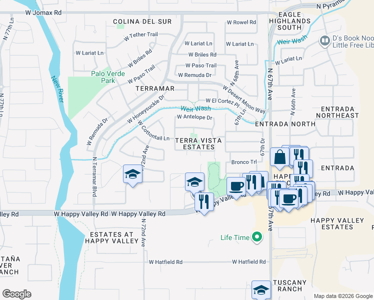 map of restaurants, bars, coffee shops, grocery stores, and more near 29150 N 70th Ave in Peoria