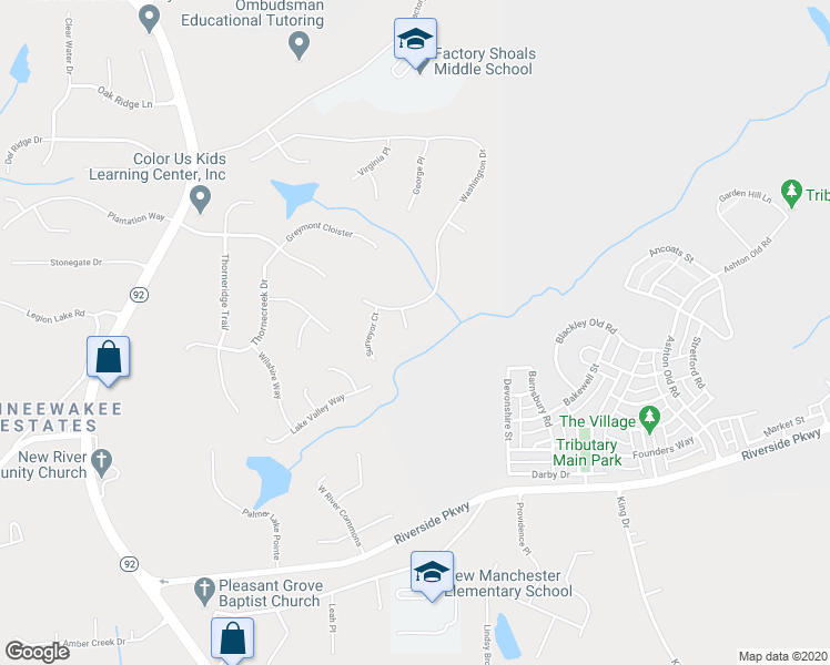 map of restaurants, bars, coffee shops, grocery stores, and more near 3320 Vernon Ridge in Douglasville