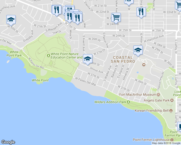 map of restaurants, bars, coffee shops, grocery stores, and more near 1374 West 37th Street in Los Angeles