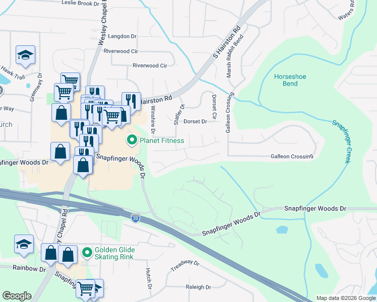 map of restaurants, bars, coffee shops, grocery stores, and more near 4469 Wellington Terrace in Decatur