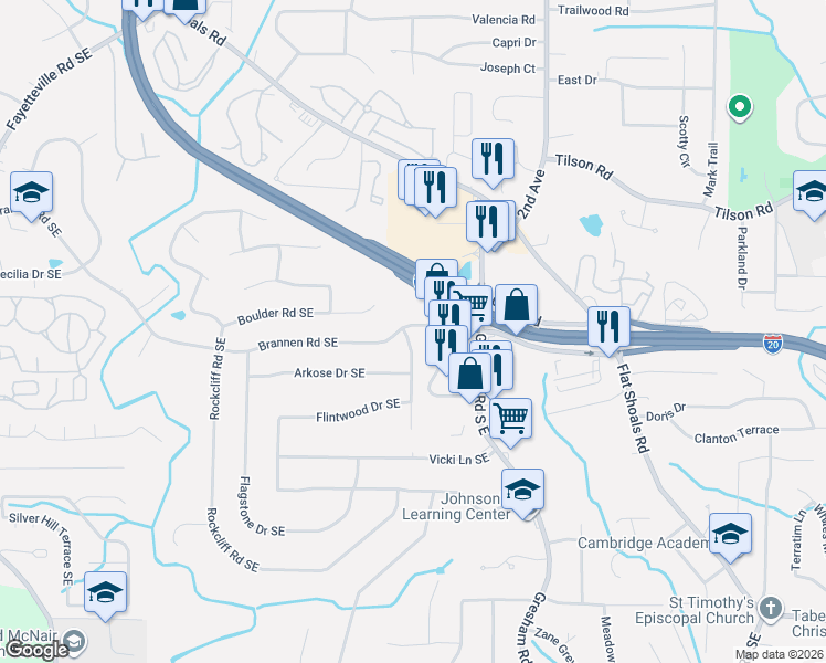 map of restaurants, bars, coffee shops, grocery stores, and more near in Gresham Park