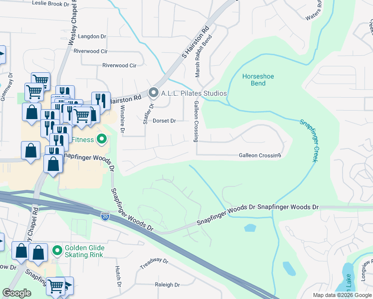 map of restaurants, bars, coffee shops, grocery stores, and more near 4861 Galleon Crossing in Decatur