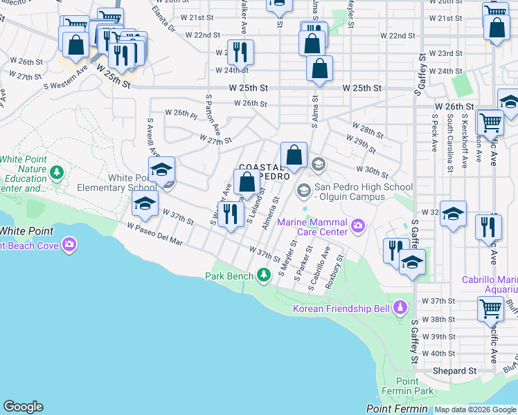 map of restaurants, bars, coffee shops, grocery stores, and more near 3477 Almeria Street in Los Angeles