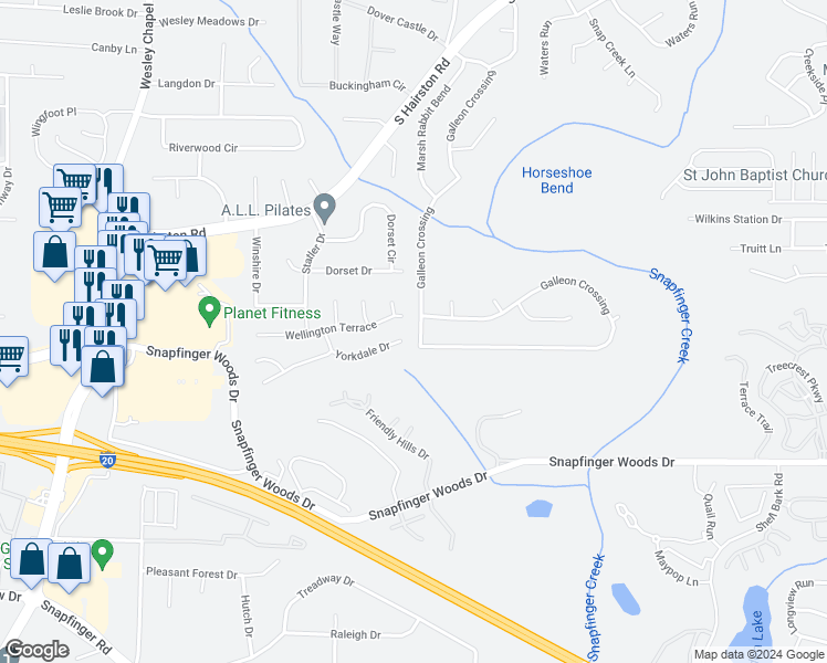 map of restaurants, bars, coffee shops, grocery stores, and more near 4861 Galleon Crossing in Decatur