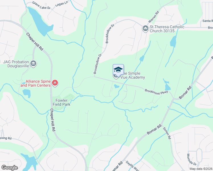 map of restaurants, bars, coffee shops, grocery stores, and more near 3321 Back Country Street in Douglasville
