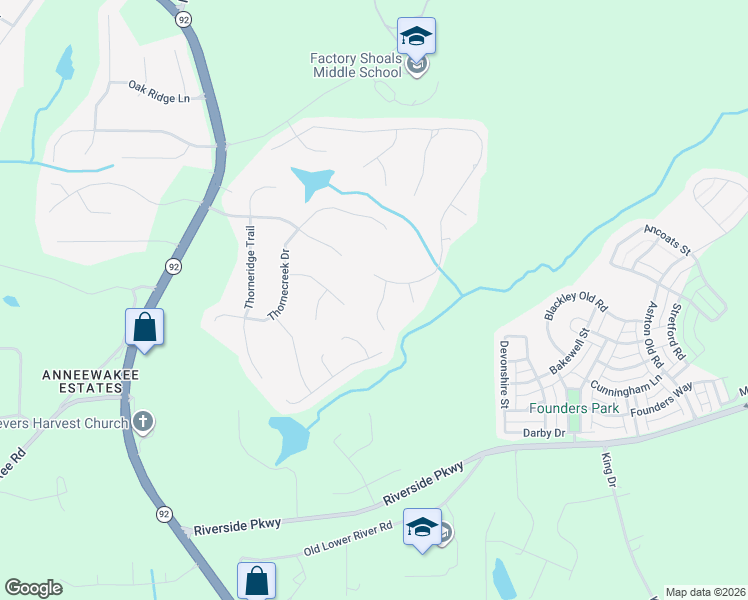 map of restaurants, bars, coffee shops, grocery stores, and more near 3327 Surveyor Court in Douglasville