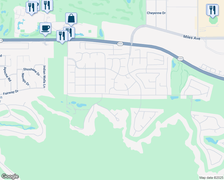 map of restaurants, bars, coffee shops, grocery stores, and more near 77047 Neville Drive in Indian Wells