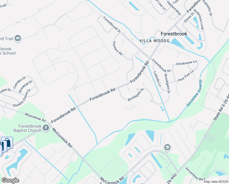 map of restaurants, bars, coffee shops, grocery stores, and more near 103 Brookgate Drive in Myrtle Beach