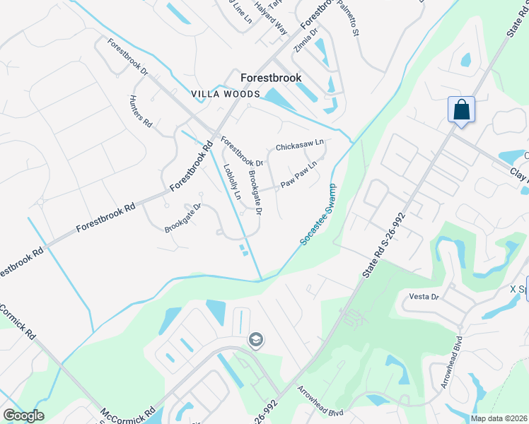 map of restaurants, bars, coffee shops, grocery stores, and more near 157 Brookgate Drive in Myrtle Beach