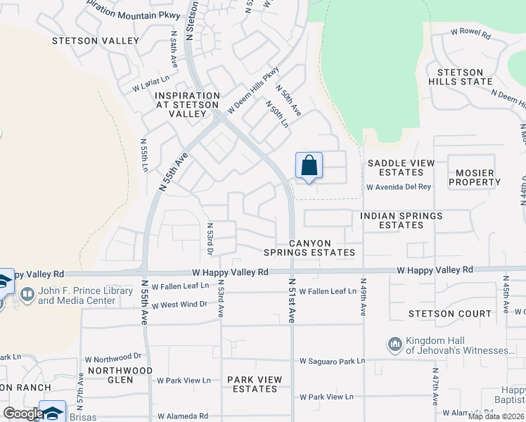 map of restaurants, bars, coffee shops, grocery stores, and more near 5131 West Saddlehorn Road in Phoenix