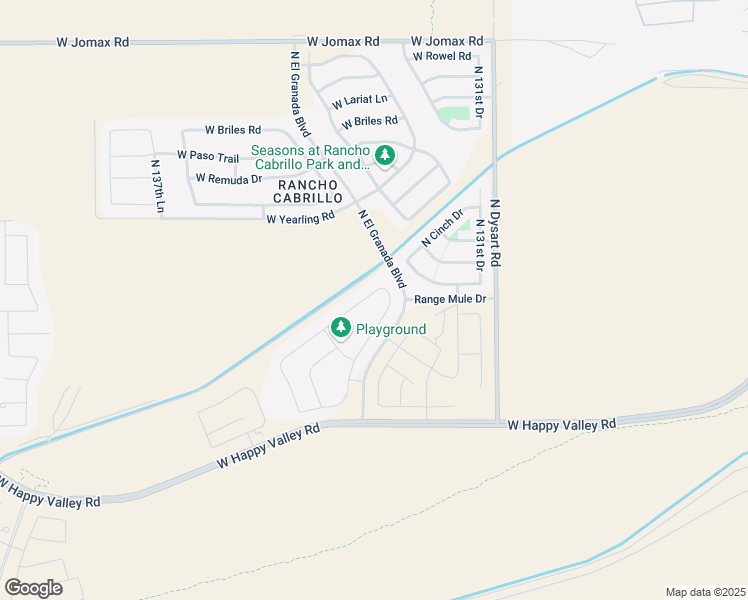 map of restaurants, bars, coffee shops, grocery stores, and more near 13408 West Range Mule Drive in Peoria