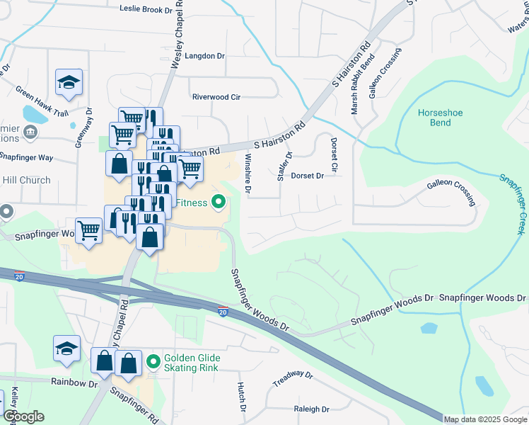 map of restaurants, bars, coffee shops, grocery stores, and more near 4422 Wellington Terrace in Decatur