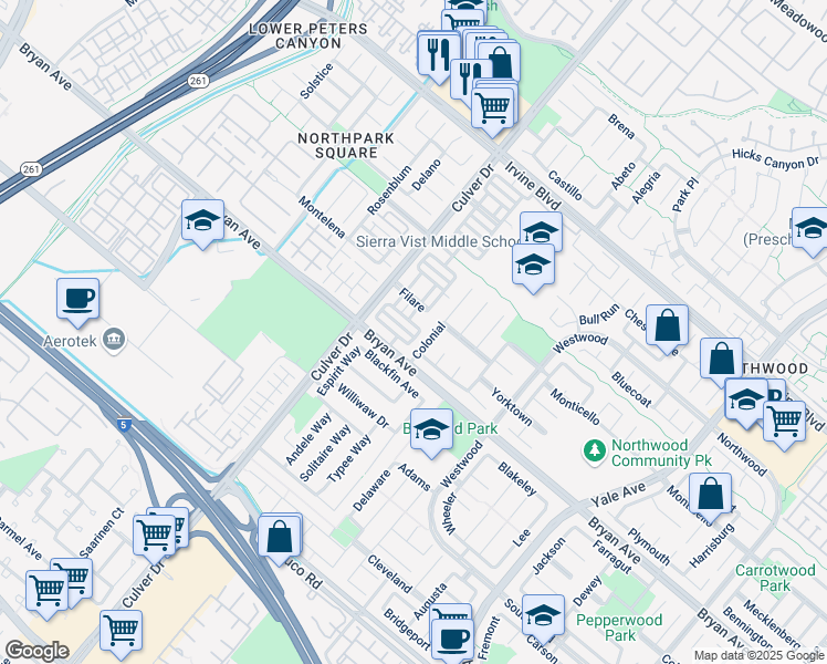 map of restaurants, bars, coffee shops, grocery stores, and more near 28 Lanciano in Irvine