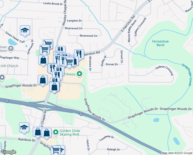 map of restaurants, bars, coffee shops, grocery stores, and more near 4422 Wellington Terrace in Decatur