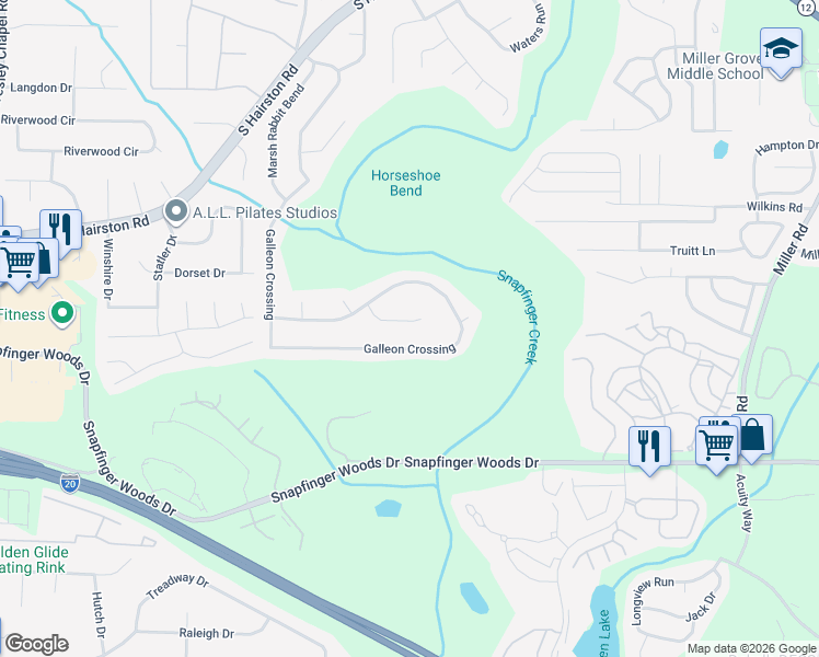 map of restaurants, bars, coffee shops, grocery stores, and more near 2587 Captains Row in Decatur